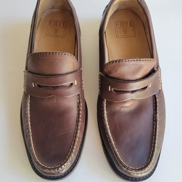 Frye men's brush leather Penny loafers size 7.5 - Picture 1 of 16